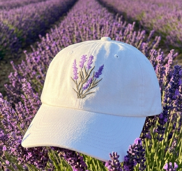 Lavender Embroidered Dad Hat – Botanical Flower Baseball Cap, Cottagecore Lavender Hat, Minimalist Floral Plant Lover Gift