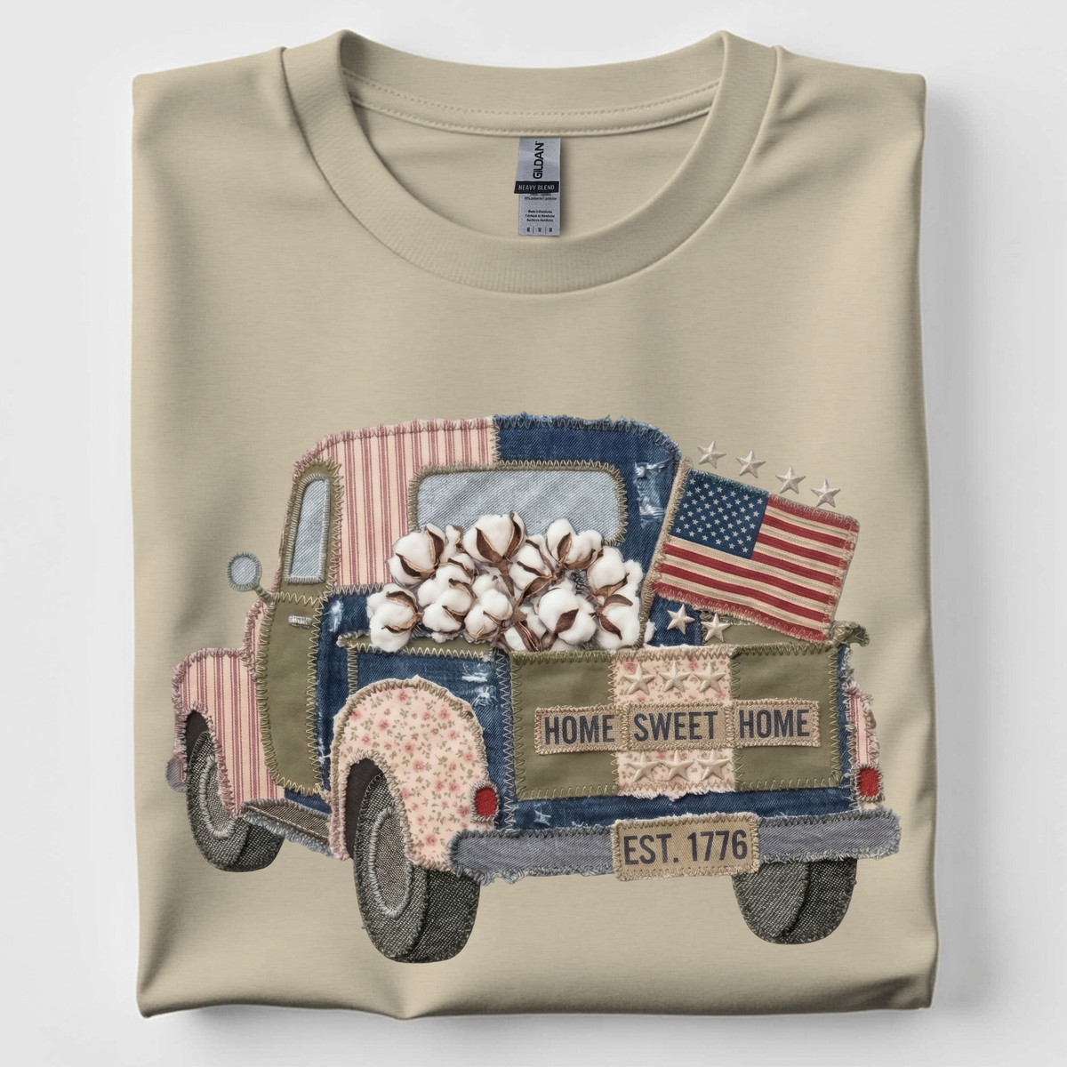 Faux Quilted Vintage Truck T-Shirt