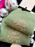 Coffee & Jesus Embroidered Crewneck Sweatshirt | Faith Based