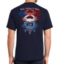 Men's Red White & Blue Crab Short Sleeve Navy Cotton T-Shirt