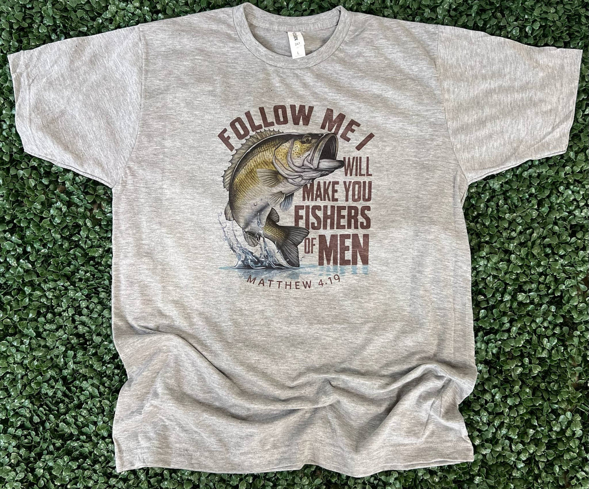 Follow Me Fish On Tultex Heather Gray