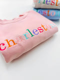 Custom Embroidered State Sweatshirt, Custom City Sweatshirt