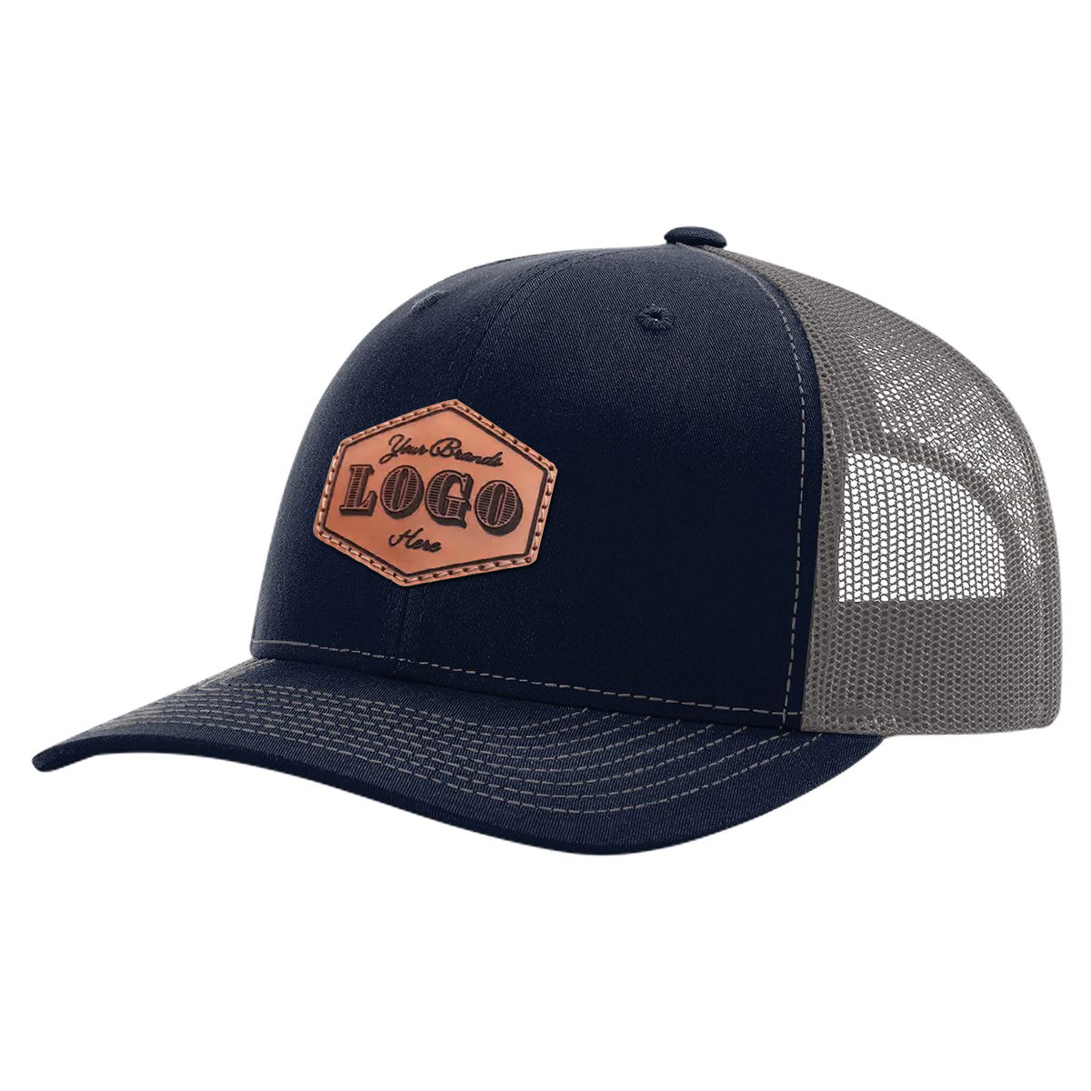 Custom Hat with Laser Engraved Patch - Navy/Charcoal