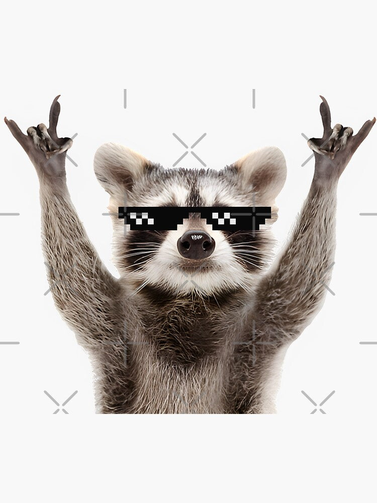 Raccoon Rock Sign Funny Glasses by stickersworld31