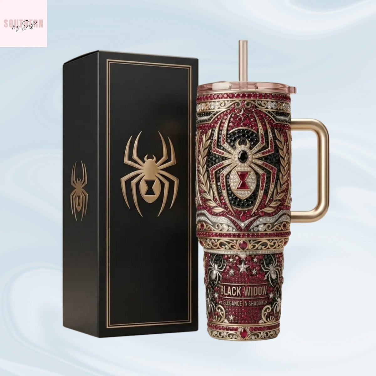 Black Widow Elegance In Shadow Tumbler