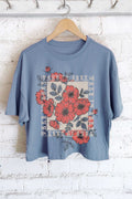 Take It Easy Vintage Flower Graphic Long Crop Top