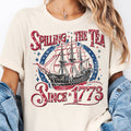 USA Spilling the Tea American 1776 Patriotic Graphic Tee