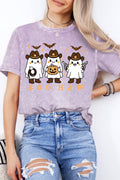 Women Halloween Graphic Print Mineral Wash Top