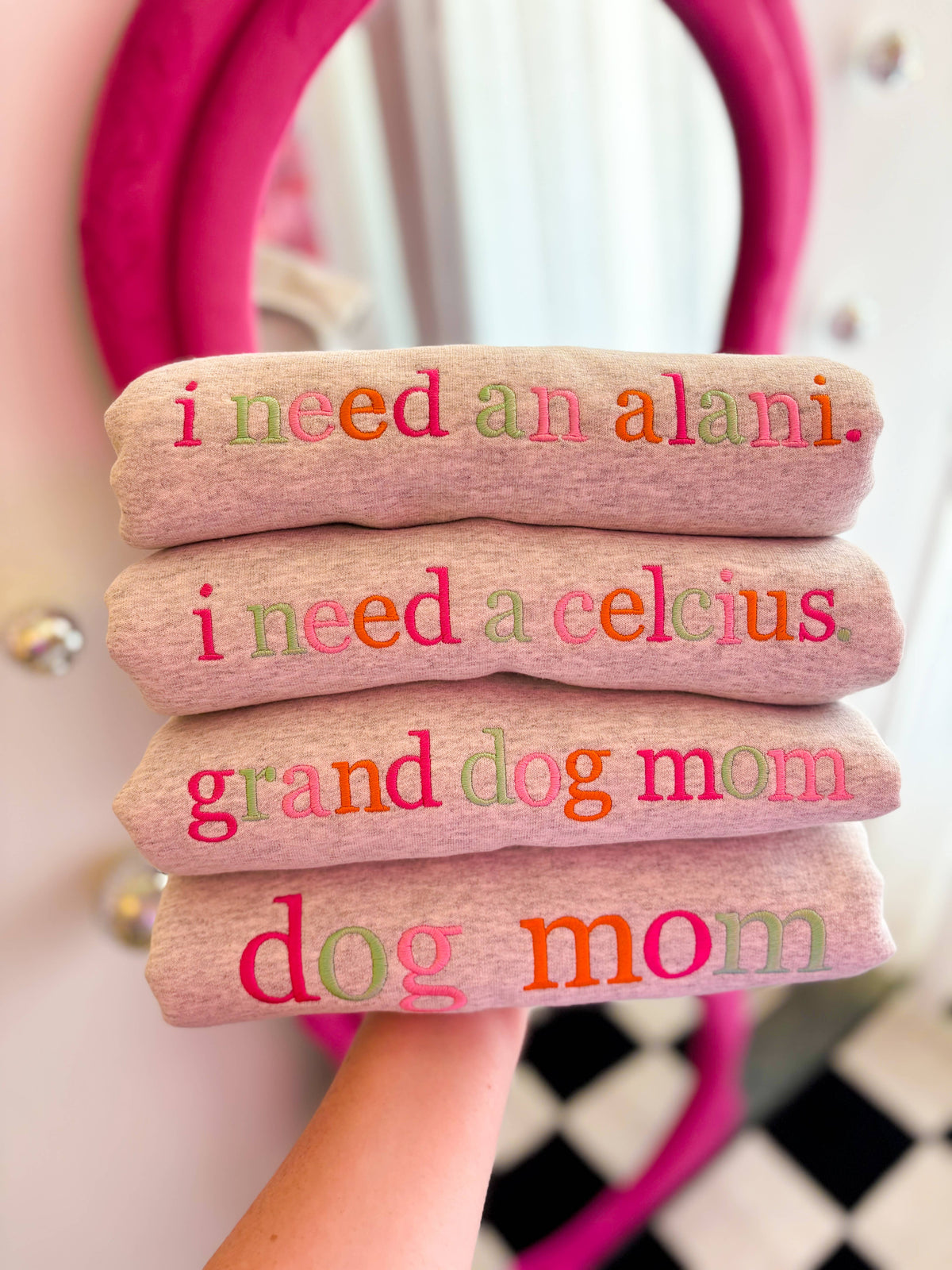 Custom Saying Rainbow Embroidered Crewneck | Sweatshirt