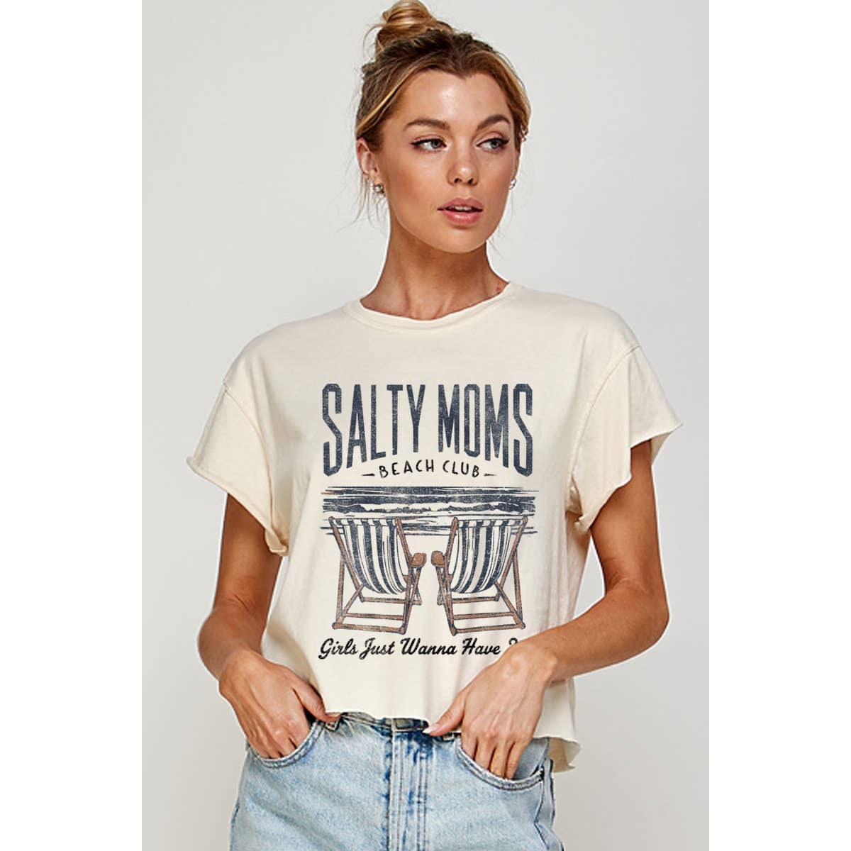 Salty Mom Beach Club Vintage Graphic Crop Top