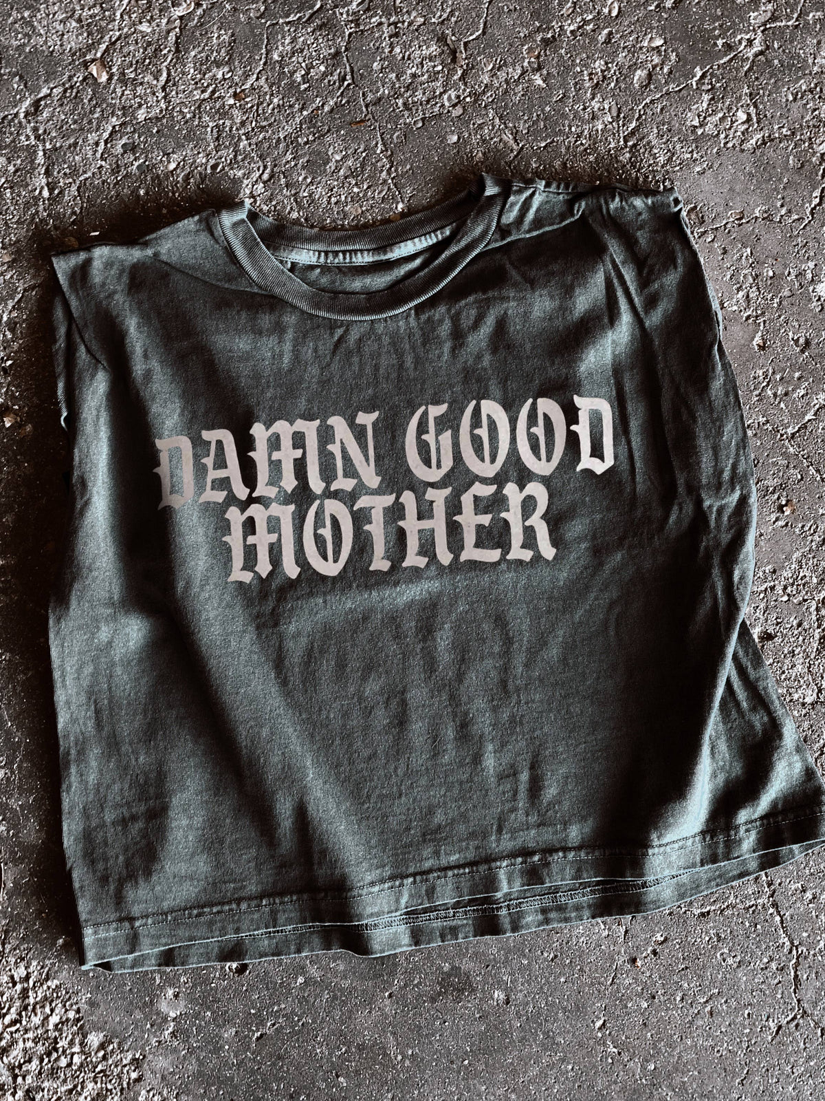 Damn Good Mother Cut Off Muscle Crop Tee  - Smoke