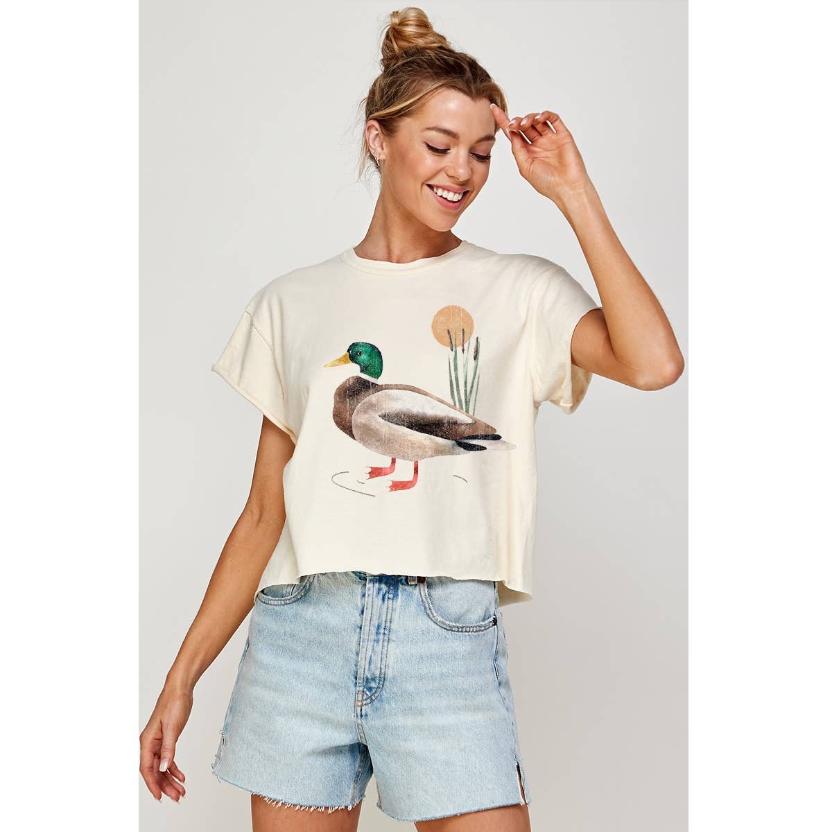 Mallard Duck  Vintage Graphic Crop Top