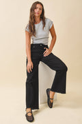 7164GK Wide Leg Raw Hem Denim Pants
