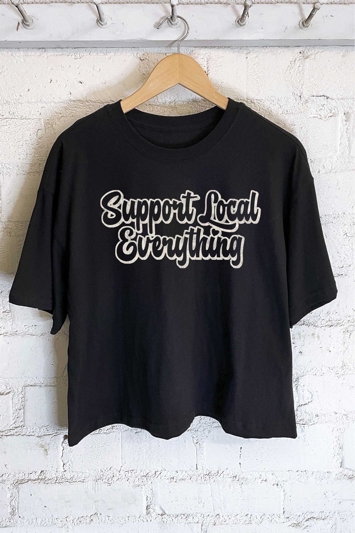 Support Local Graphic Long Crop Top