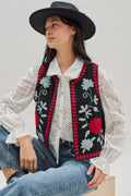 Floral Embroidered Corduroy Vest