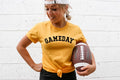 Gameday Varsity Font Gold Football Trendy Graphic Tee