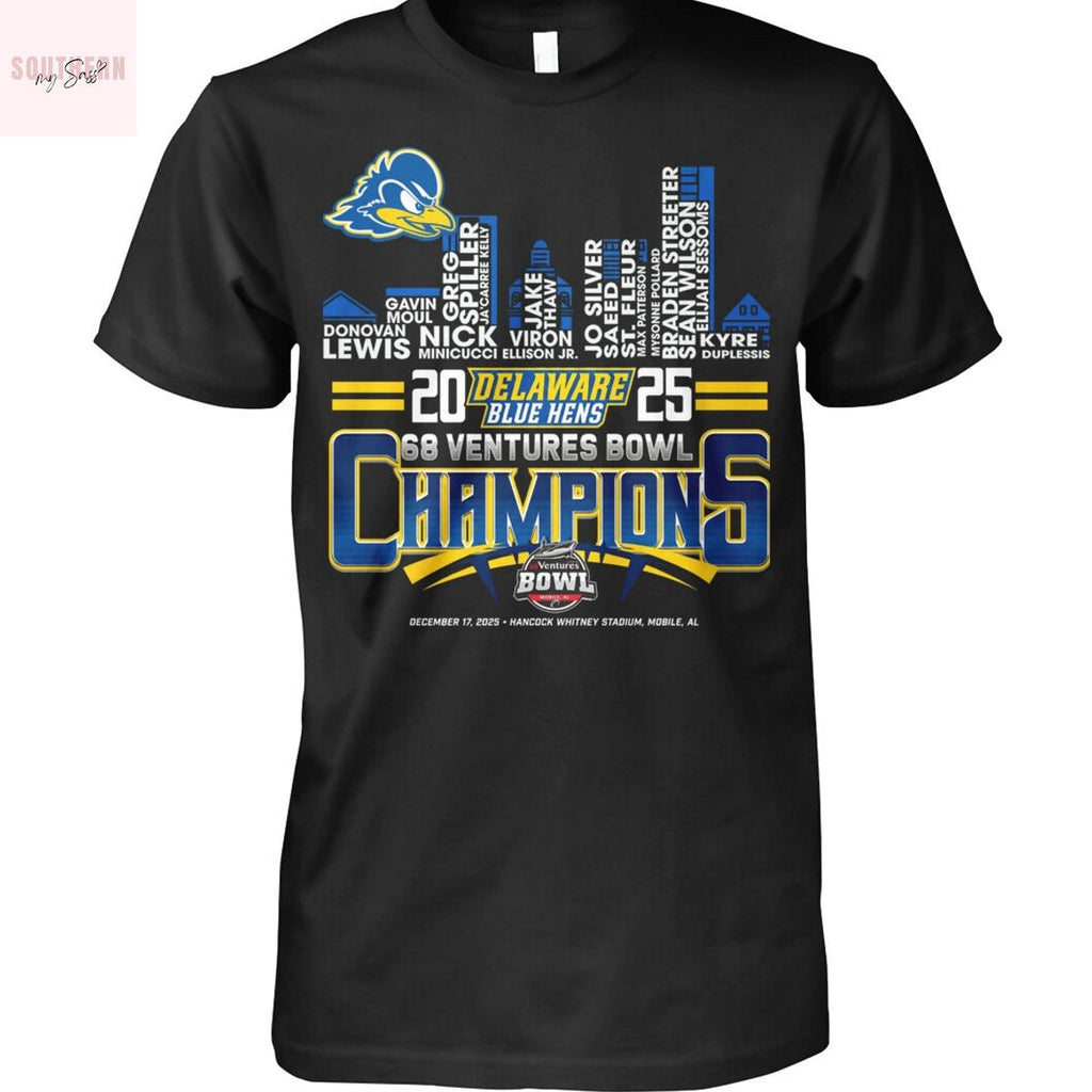Delaware Fightin Blue Hens 68 Ventures Bowl Champions Unisex T-Shirt