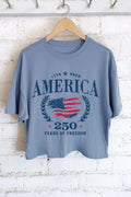 America 250 Years of Freedom Graphic Long Crop Top