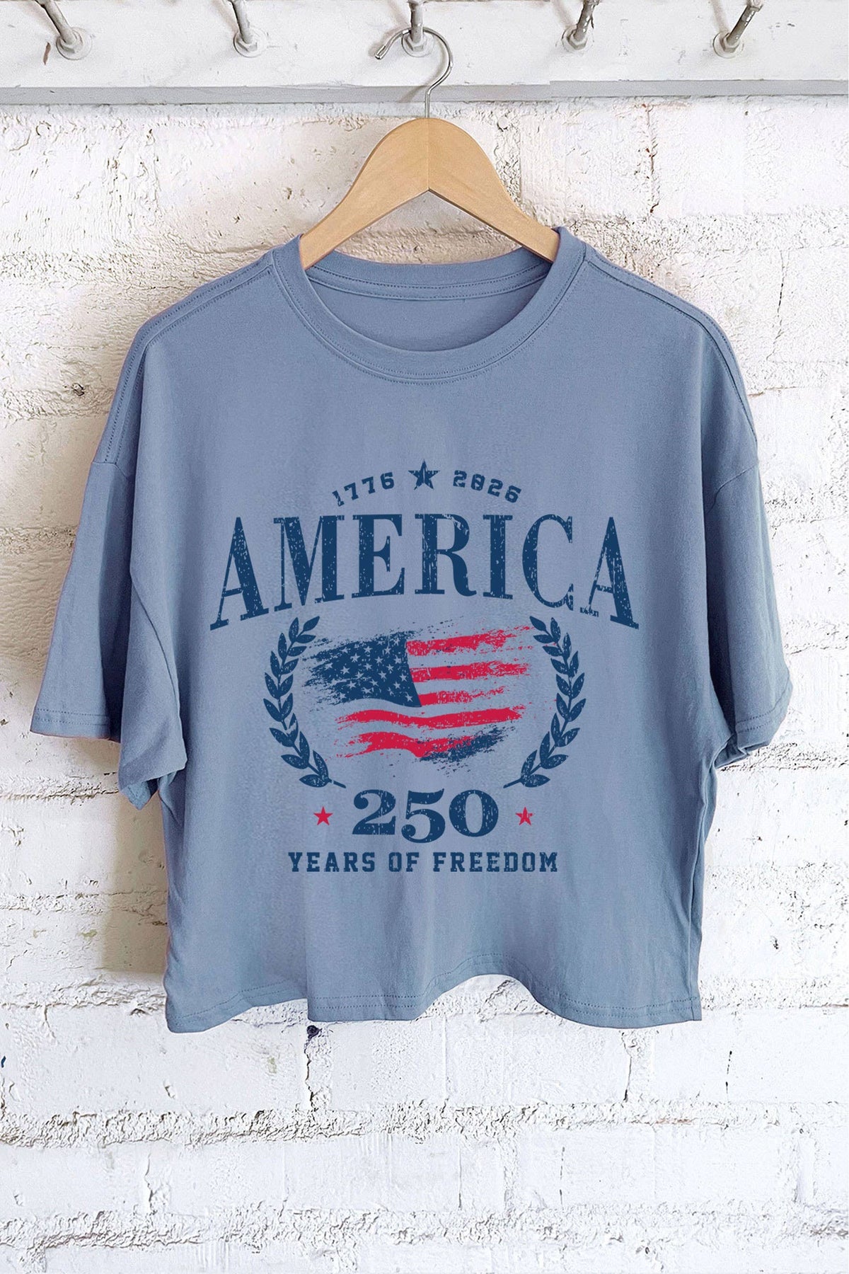 America 250 Years of Freedom Graphic Long Crop Top