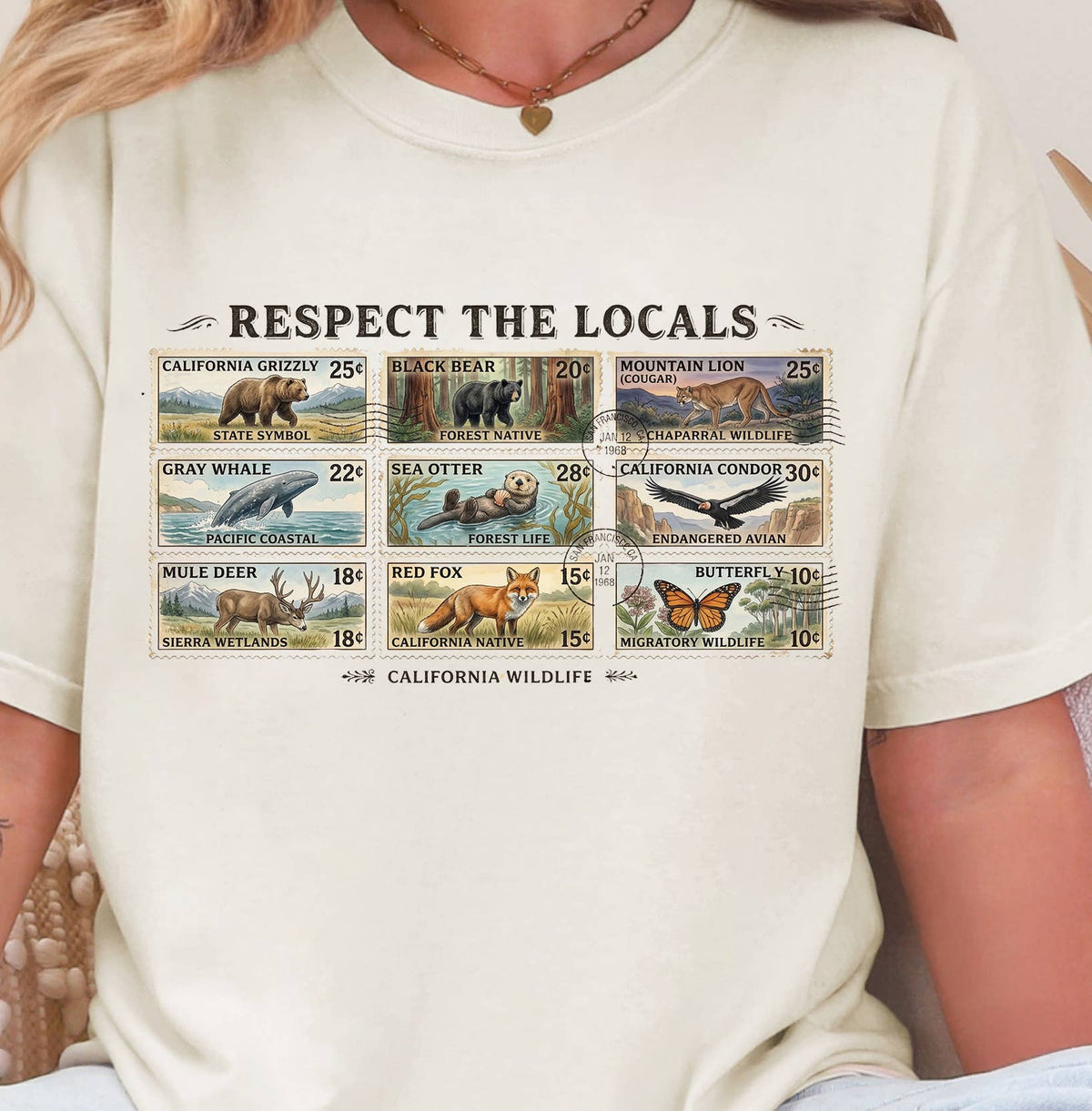 Respect the Locals California Wildlife Vintage T-Shirt – National Park Animal Graphic Tee