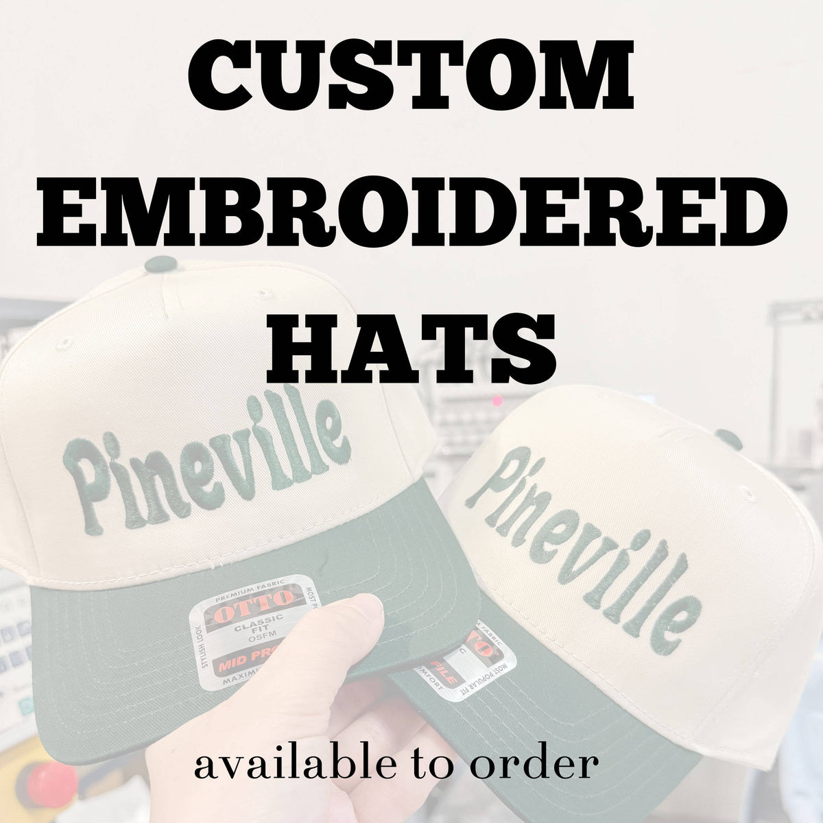 Custom Embroidered Hat, Two Tone Hat, Embroidered Hats