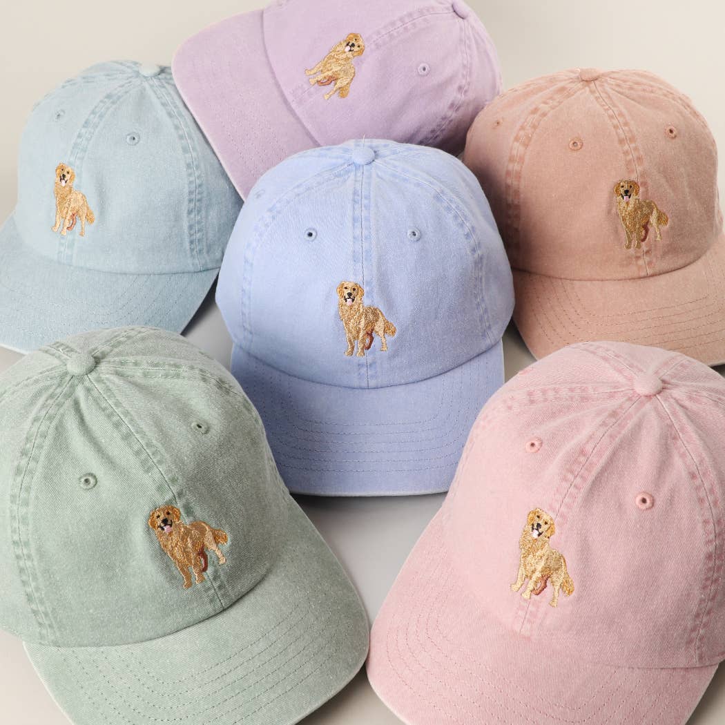 Golden Retriever Embroidered Pigment Dyed Baseball Cap