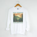 Rocky Mountain White Crewneck | National Park |Sizes S-2XL