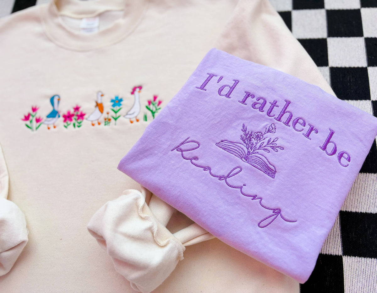 I'd Rather Be Reading Embroidered Tee | Spring Book Shirt