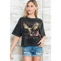Rock N Roll Love N Peace - Mineral Wash Cropped Top