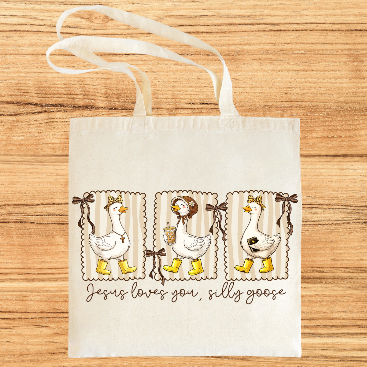 Jesus Loves You Silly Goose Tote Bag