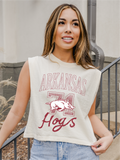 Arkansas Razorbacks Club Mascot Off White Muscle Tank