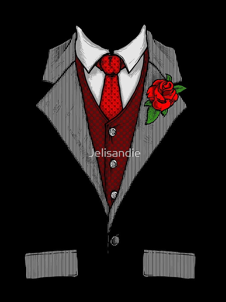 Funny tuxedo costume with rose and red tie Halloween Gift by Jelisandie