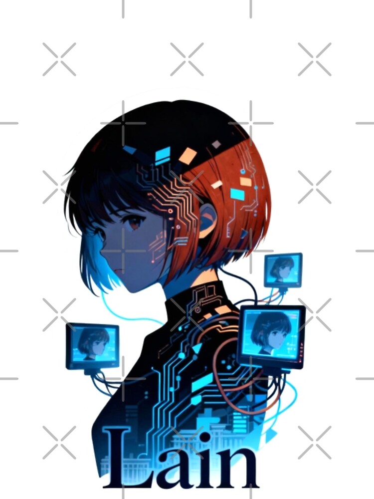 Cutest Serial Experiments Lain Cyberpunk Aesthetic | Retro Anime Glitch Design by Gurjeetpixelart