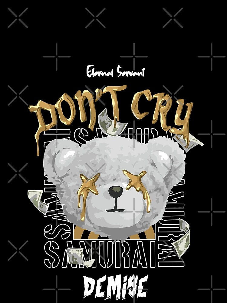 Samurai Bear Don't Cry Streetwear by NF Designs Studio DTF