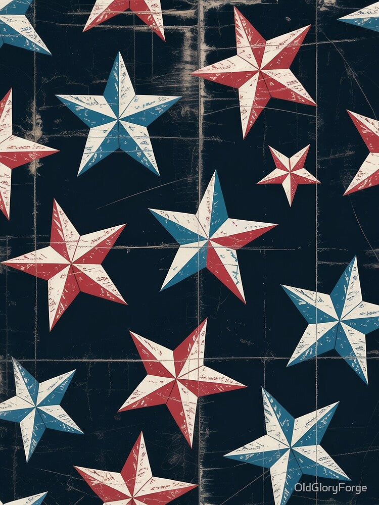 Grunge Patriotic Scattered Star Pattern Americana by OldGloryForge