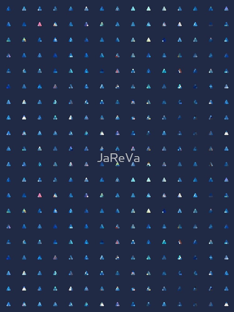 Printed image of blue sequins - pyramid shapes on dark navy background by JaReVa