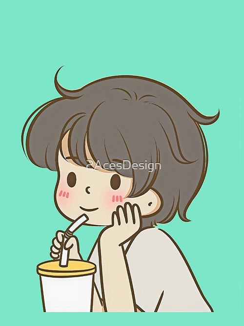 8 - Drinking Boy, cute cartoon couples design for children, for family, for brother and sister or for best friends. by 2AcesDesign