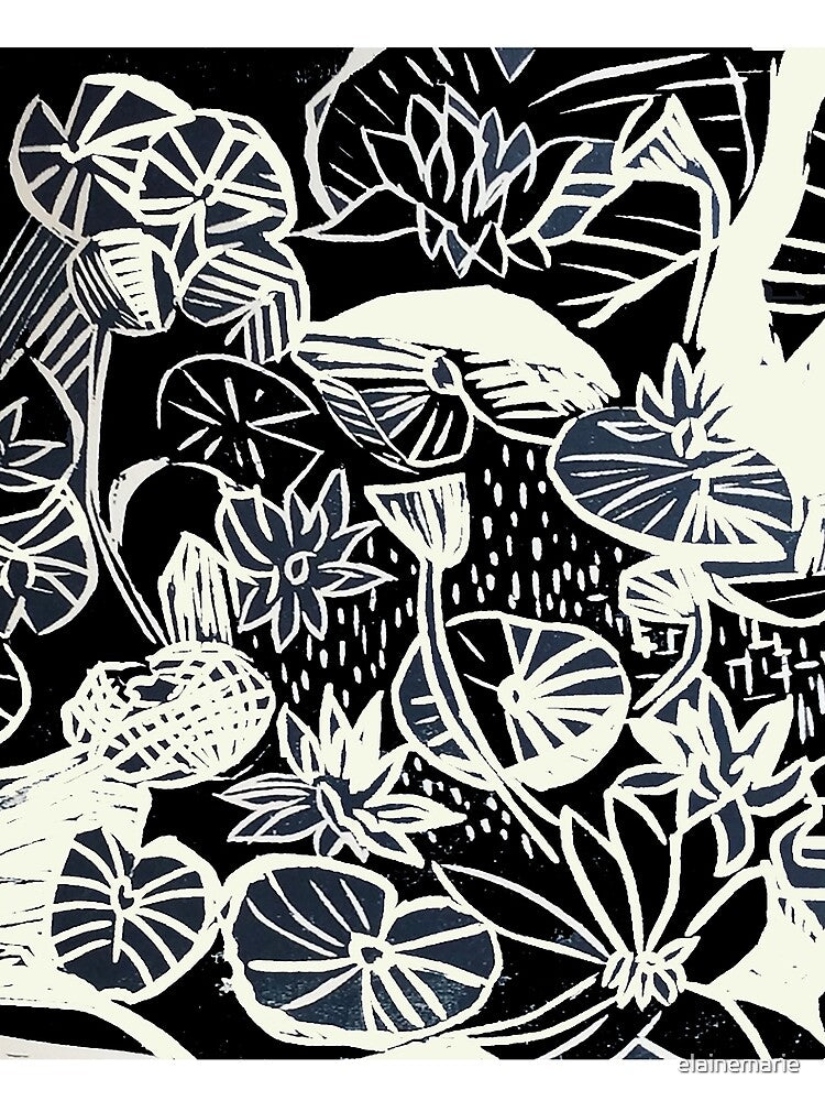 Lilypond Woodcut Graphic Block by elainemarie