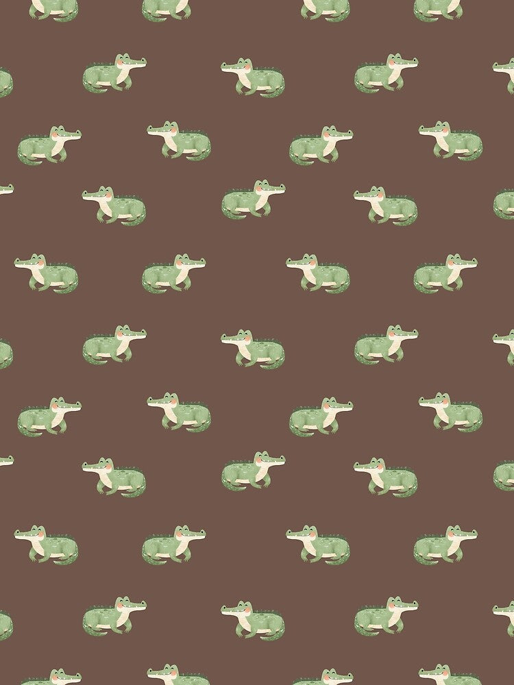 Watercolor Crocodiles on Dark Brown by KSimpson838