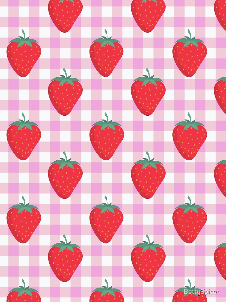 Tartan Strawberry Cottage Core Pattern by BettySpicer