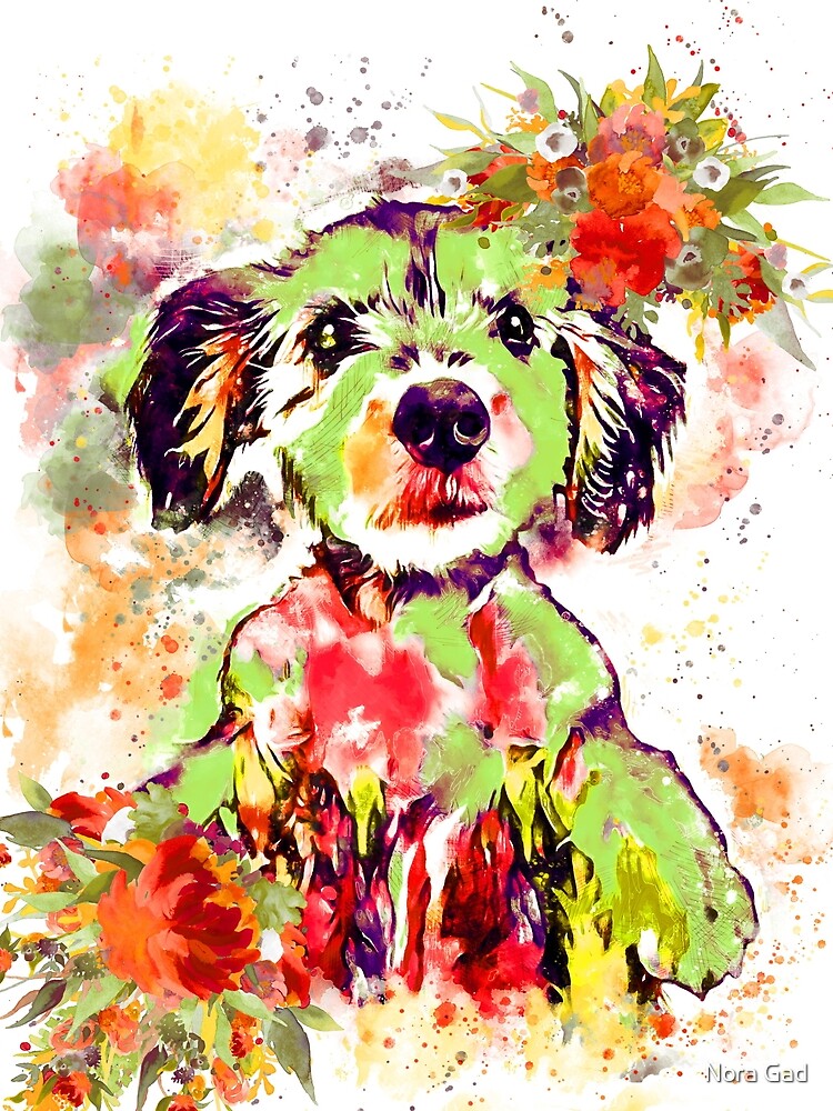 Custom dog portrait  Watercolor 7 by Nora Gad
