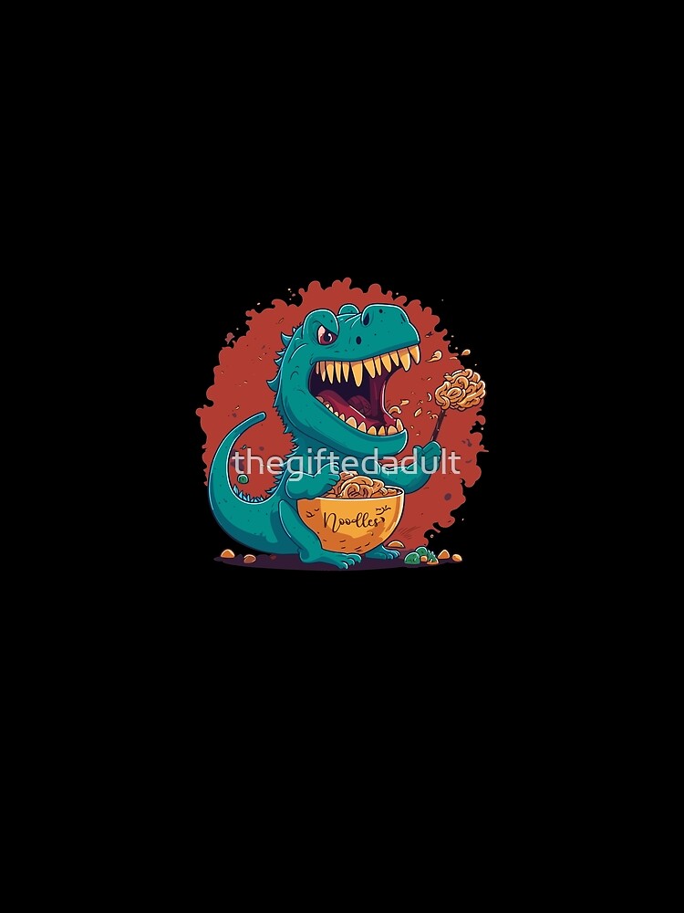 Cute Kawaii Dragon  T-rex Eating Ramen and Noodles with Chopsticks: a Gift for anime lovers by thegiftedadult