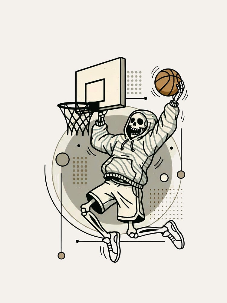 BASKETBALL PLAYER | Minimalist Skeleton Streetwear Art by DEADLINE.