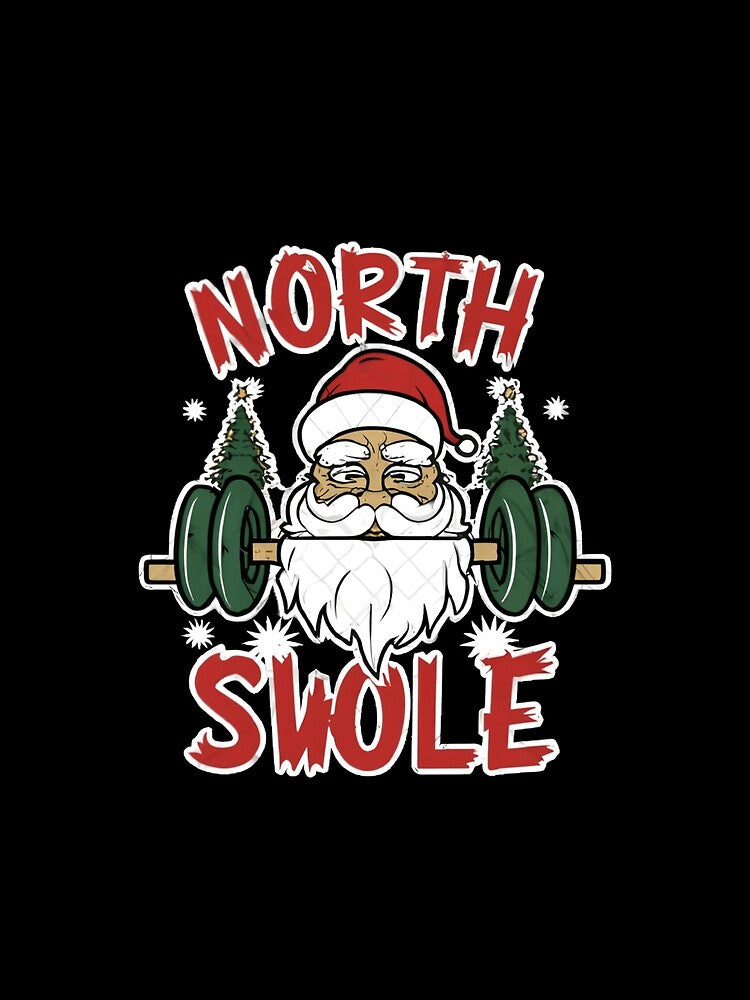 North Swole Tshirt Funny Workout Santa Christmas Graphic by medbouk1