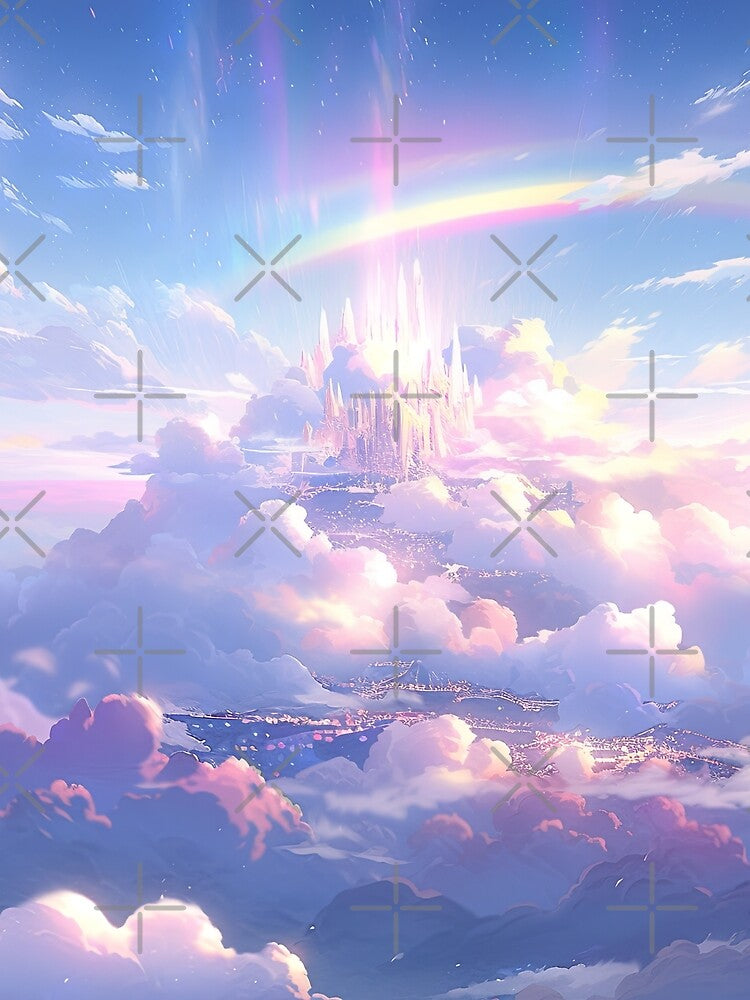 Ethereal Pastel Sky Cloud Kingdom Cityscape by bubblegoth