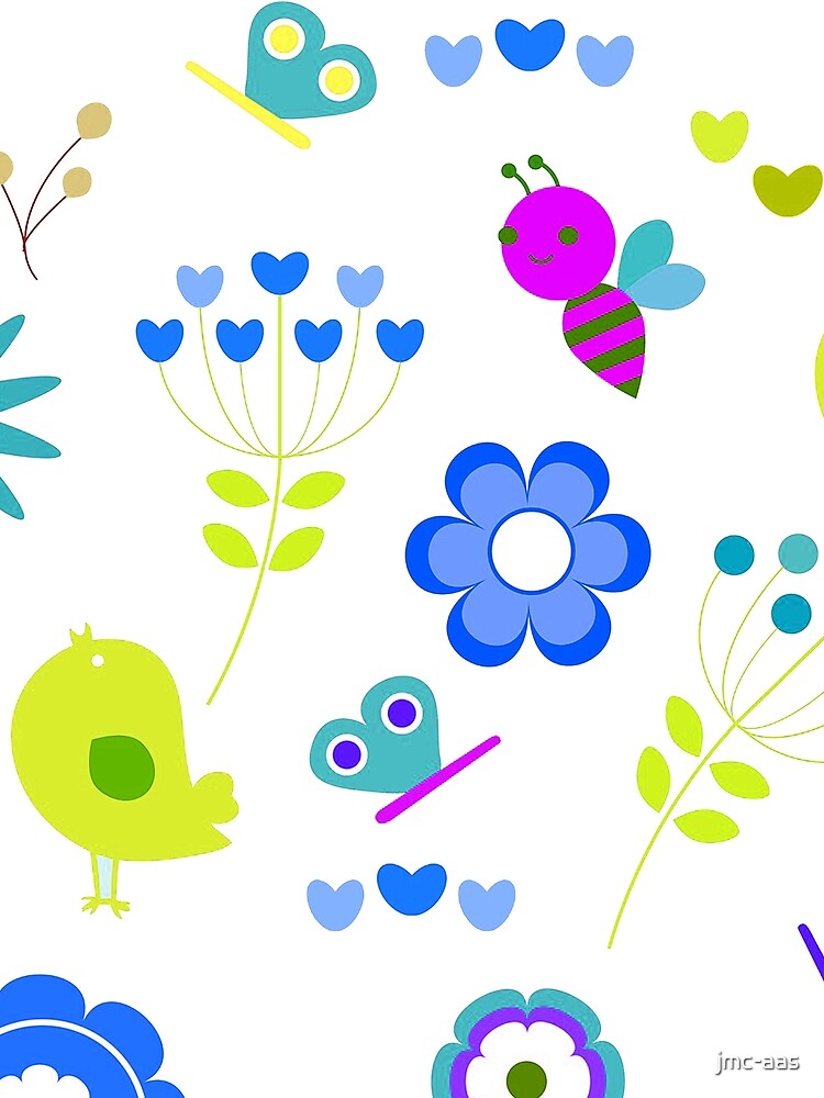 Flower Birds Nature Leaf Rainbow Illustration Art by jmc-aas