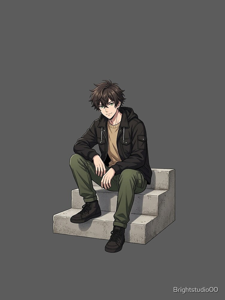 KAIRO Sitting Anime Streetwear Character – Urban Chill Style by Brightstudio00
