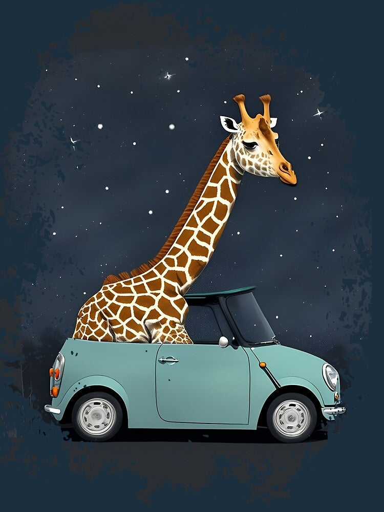 Reach for the stars - giraffe in a car by KlaudiDesignArt
