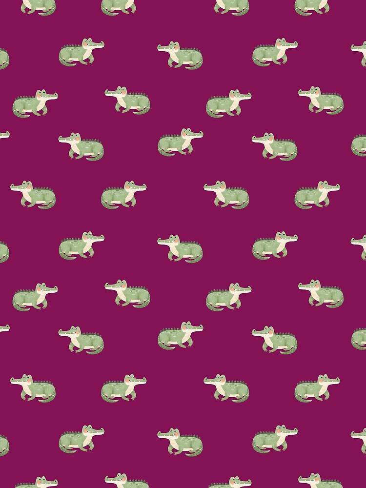 Watercolor Crocodiles on Dark Pink by KSimpson838