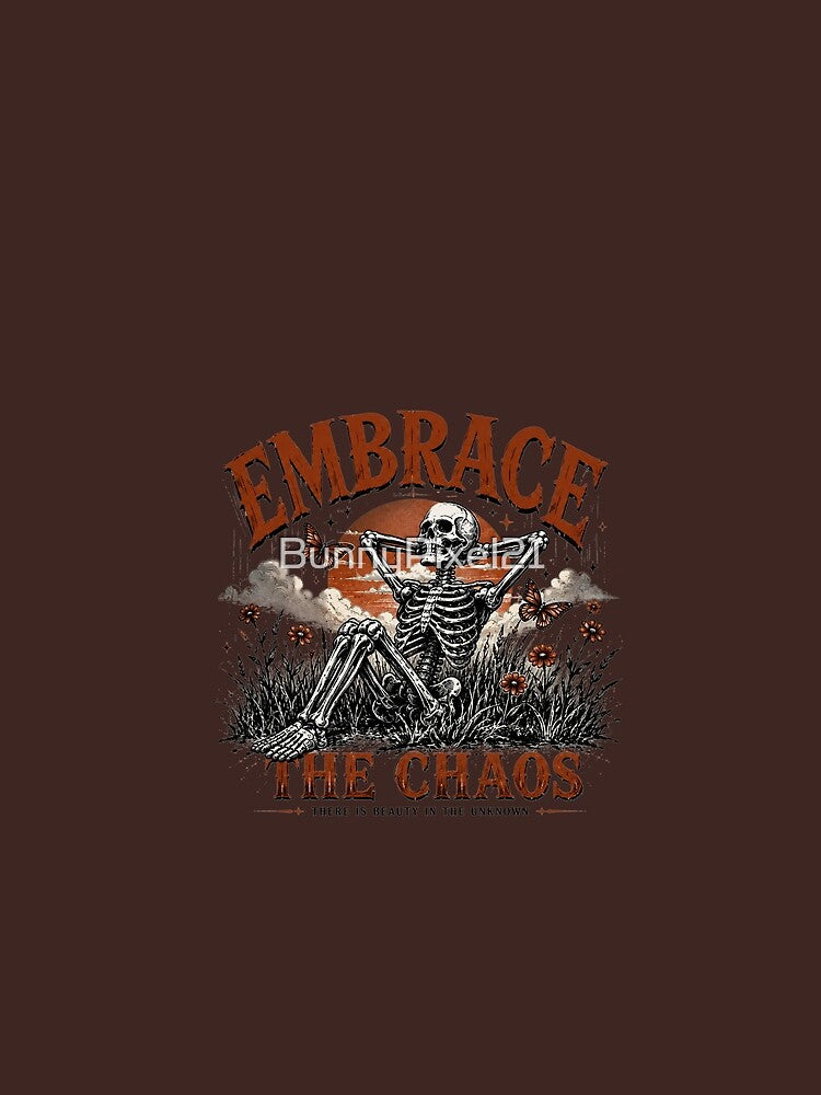 Embrace the Chaos Skeleton Vintage Graphic T-Shirt Design by BunnyPixel21